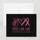 Peace Love Cure Pink Ribbon Warrior Breast Cancer Briefkaart (Voorkant / Achterkant)