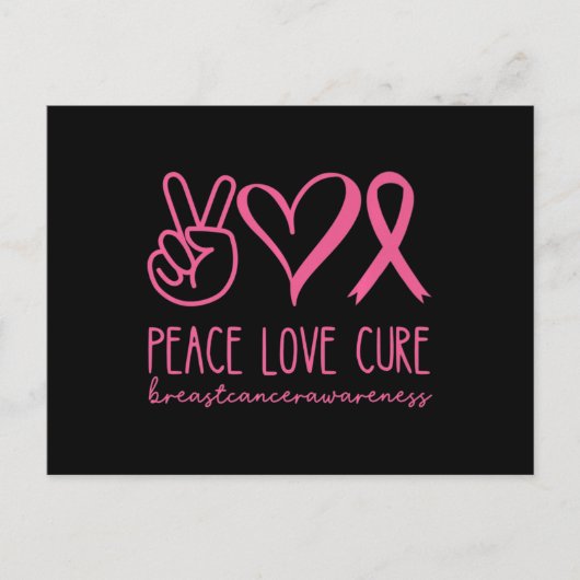 Peace Love Cure Pink Ribbon Warrior Breast Cancer Briefkaart (Voorkant)