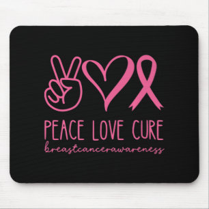 Peace Love Cure Pink Ribbon Warrior Breast Cancer Muismat