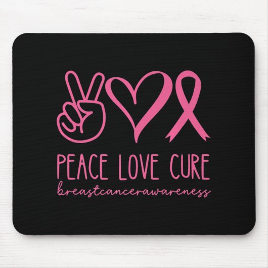 Peace Love Cure Pink Ribbon Warrior Breast Cancer Muismat (Voorkant)
