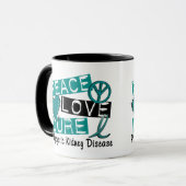 Peace Love Cure PKD Polycystic Kidney Disease Mok (Voorkant links)