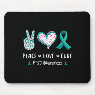 Peace Love Cure PTSS Stress Disorder Awareness Man Muismat