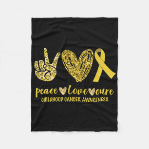 Peace Love Cure Ribbon Childhood Cancer Awareness Fleece Deken