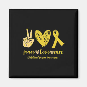 Peace Love Cure Ribbon Childhood Cancer Awareness Magneet