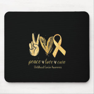 Peace Love Cure Ribbon Childhood Cancer Awareness Muismat