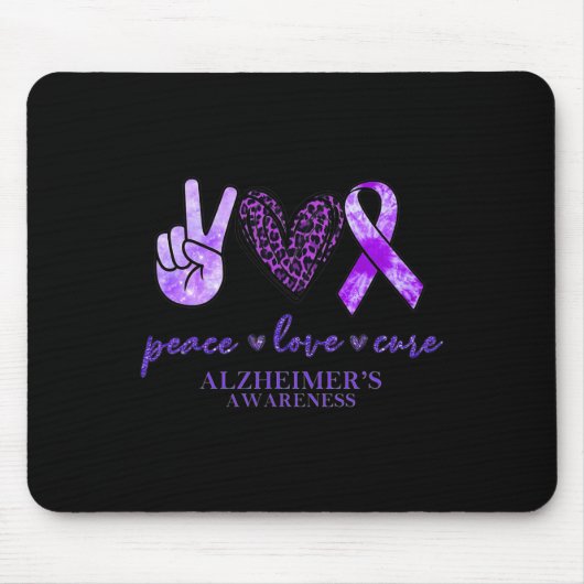 Peace Love Cure Ribbon Leopard Heimerheimer Brain Muismat (Voorkant)