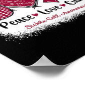 Peace Love Cure Sickle Cell Awareness Burgundy Rib Poster (Hoek)