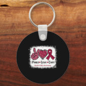 Peace Love Cure Sickle Cell Awareness Burgundy Rib Sleutelhanger (Voorkant)