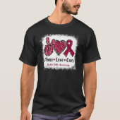Peace Love Cure Sickle Cell Awareness Burgundy Rib T-shirt (Voorkant)