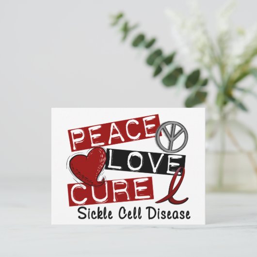 Peace Love Cure Sickle Cell Disease Briefkaart (Staand voorkant)