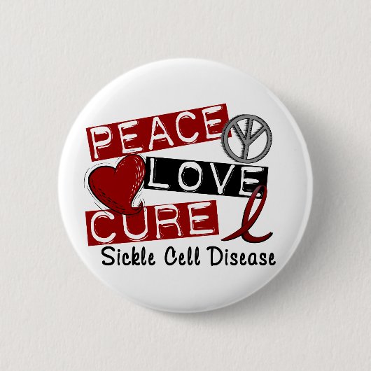 Peace Love Cure Sickle Cell Disease Ronde Button 5,7 Cm (Voorkant)
