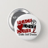 Peace Love Cure Sickle Cell Disease Ronde Button 5,7 Cm (Voorkant /achterkant)