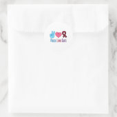 Peace Love Cure Sikkelcelanemie Awareness SCD Ronde Sticker (Tas)