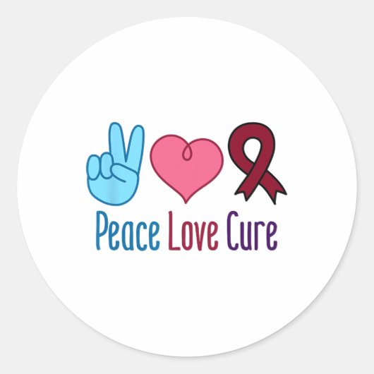 Peace Love Cure Sikkelcelanemie Awareness SCD Ronde Sticker (Voorkant)