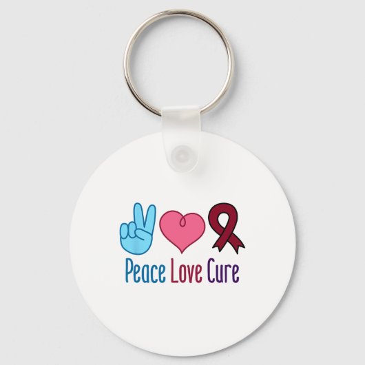 Peace Love Cure Sikkelcelanemie Awareness SCD Sleutelhanger (Voorkant)