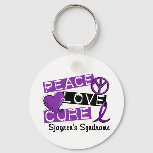 Peace Love Cure Sjogren's Syndrome Sleutelhanger (Voorkant)