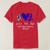 Peace Love Cure Smith-Magenis Syndrome Purple Blue T-shirt (Design voorkant)