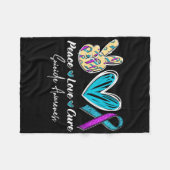 Peace Love Cure Suicide Prevention Awareness Heart Fleece Deken (Voorkant (Horizontaal))