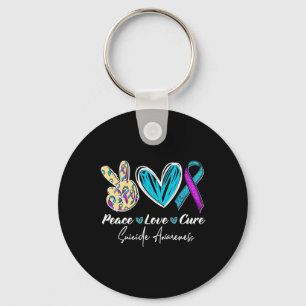 Peace Love Cure Suicide Prevention Awareness Heart Sleutelhanger