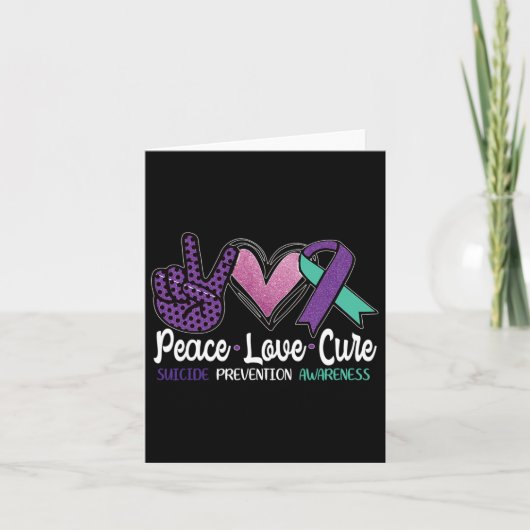 Peace Love Cure Suicide Prevention Awareness Kaart (Voorkant)