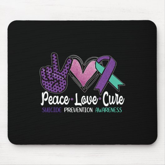 Peace Love Cure Suicide Prevention Awareness Muismat (Voorkant)