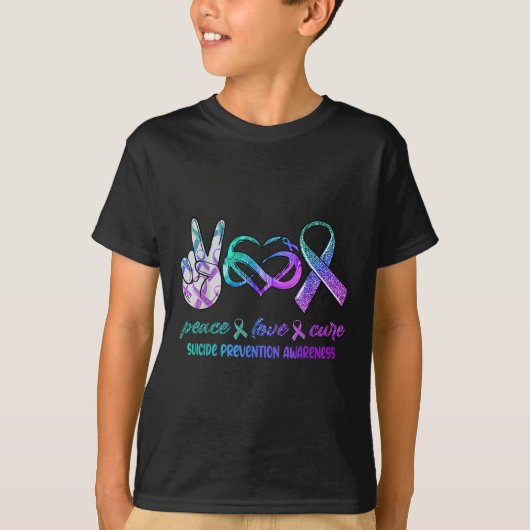 Peace Love Cure Suicide Prevention Awareness T-shirt (Voorkant)