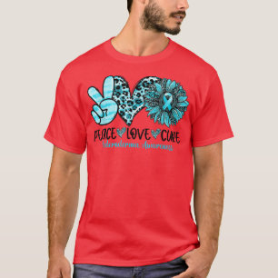 Peace Love Cure Sunflower Blauwgroen Ribbon Sclero T-shirt