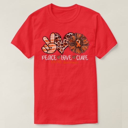 Peace Love Cure Sunflower Leopard COPD Awareness T-shirt (Design voorkant)