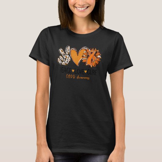Peace Love Cure Sunflower Leopard COPD Awareness T-shirt (Voorkant)