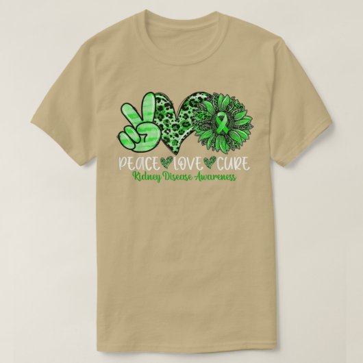 Peace Love Cure Sunflower Leopard Kidney Disease A T-shirt (Design voorkant)