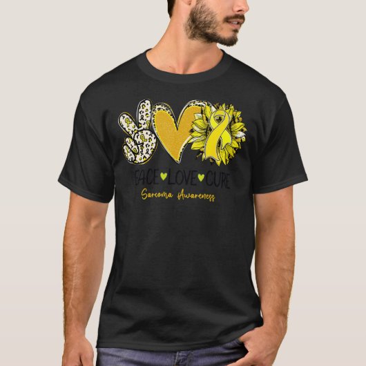 Peace Love Cure Sunflower Leopard Sarcoma Awarenes T-shirt (Voorkant)