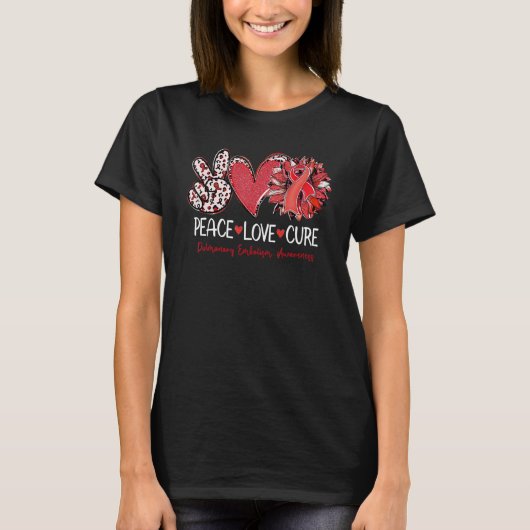 Peace Love Cure Sunflower Red Ribbon Pulmonary Emb T-shirt (Voorkant)