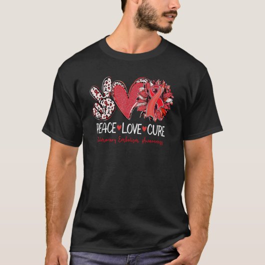 Peace Love Cure Sunflower Red Ribbon Pulmonary Emb T-shirt (Voorkant)