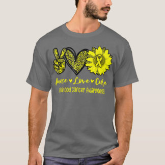 Peace Love Cure Sunflower Ribbon Kinderkanker T-shirt
