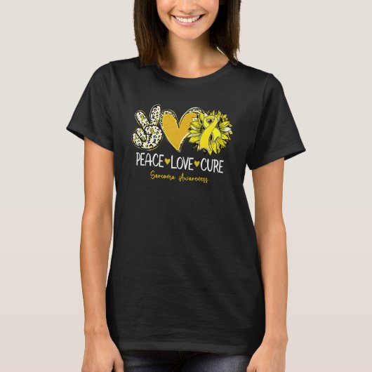 Peace Love Cure Sunflower Yellow Ribbon Sarcoma Aw T-shirt (Voorkant)