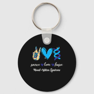 Peace Love Cure-syndroom van Mowat-Wilson Blauw li Sleutelhanger