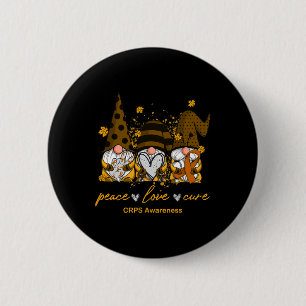 Peace Love Cure Three Gnomen Oranje Ribbon Crps Aw Ronde Button 5,7 Cm