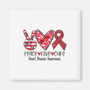 Peace Love Cure Tie Dye Heart Disease Awareness Re Magneet