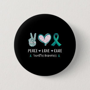 Peace Love Cure Tourette Syndrome Awareness Mannen Ronde Button 5,7 Cm
