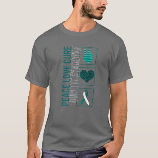Peace Love Cure Tourette Syndrome Awareness Ribbon T-shirt (Voorkant)