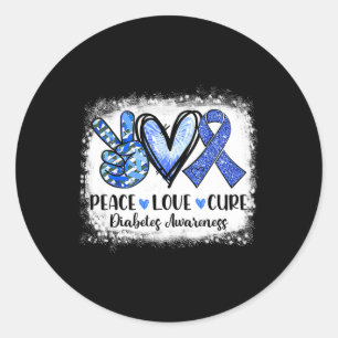 Peace Love Cure Type 1 Diabetes Awareness T1d Blue Ronde Sticker
