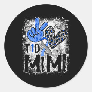 Peace Love Cure Type 1 Diabetes Awareness T1D Mimi Ronde Sticker