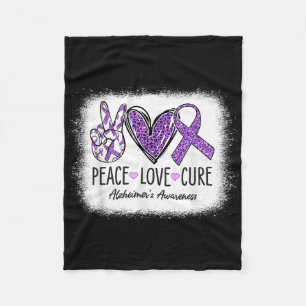 Peace Love Cure We Draag Paarse voor Heimers Aware Fleece Deken