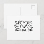 Peace Love Cure White Ribbon Aankondigingskaart (Voorkant / Achterkant)