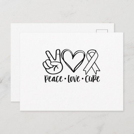 Peace Love Cure White Ribbon Aankondigingskaart (Voorkant / Achterkant)