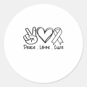 Peace Love Cure White Ribbon Ronde Sticker