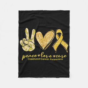 Peace Love Cure Yellow Ribbon Childhood Cancer Awa Fleece Deken