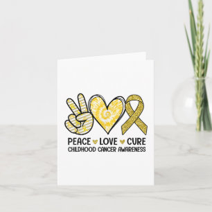 Peace Love Cure Yellow Ribbon Childhood Cancer Awa Kaart