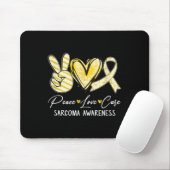 Peace Love Cure Yellow Ribbon Sarcoma Awareness Muismat (Met muis)