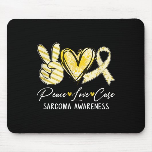 Peace Love Cure Yellow Ribbon Sarcoma Awareness Muismat (Voorkant)